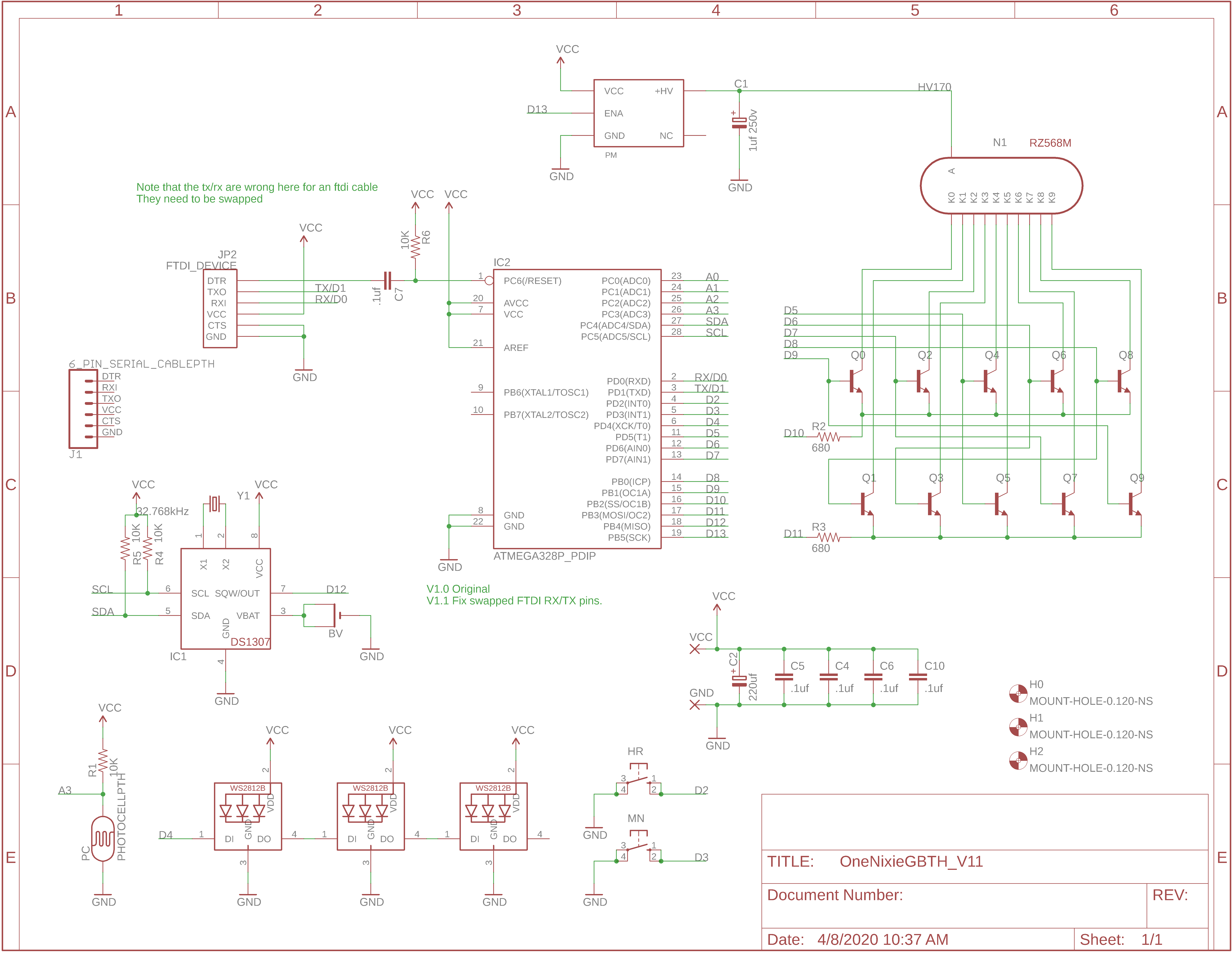 OneNixie Grand Clock Schematic
